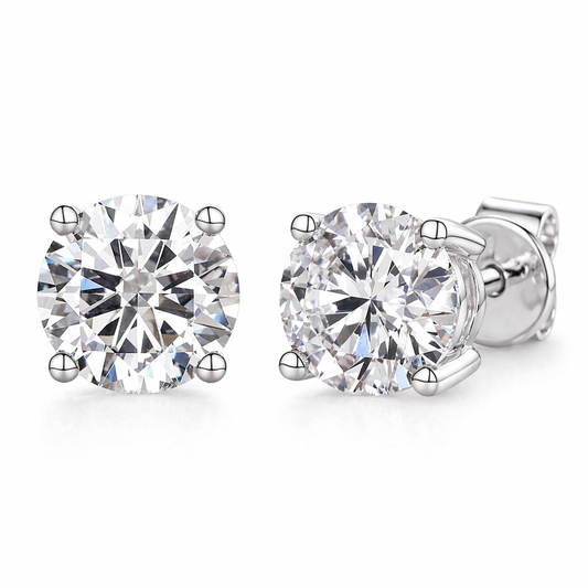 0.2ct-10ct Screw Back Round Cut Stud Earrings