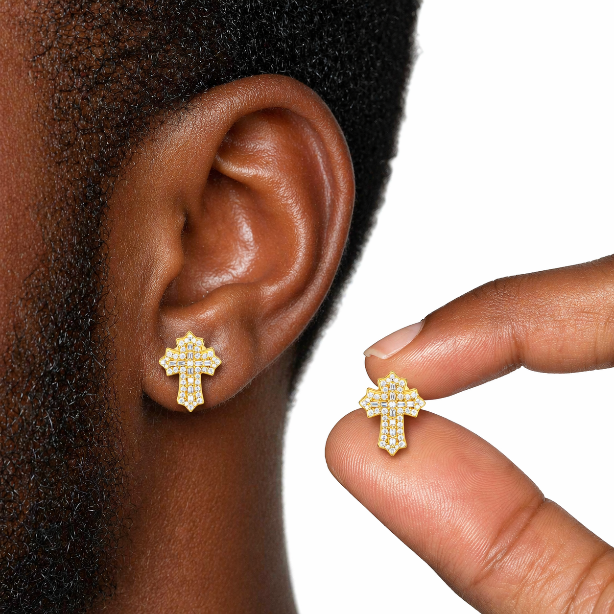 Baguette lris Cross Stud Earrings