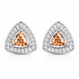 Triangle Color CZ Halo Stud Earring