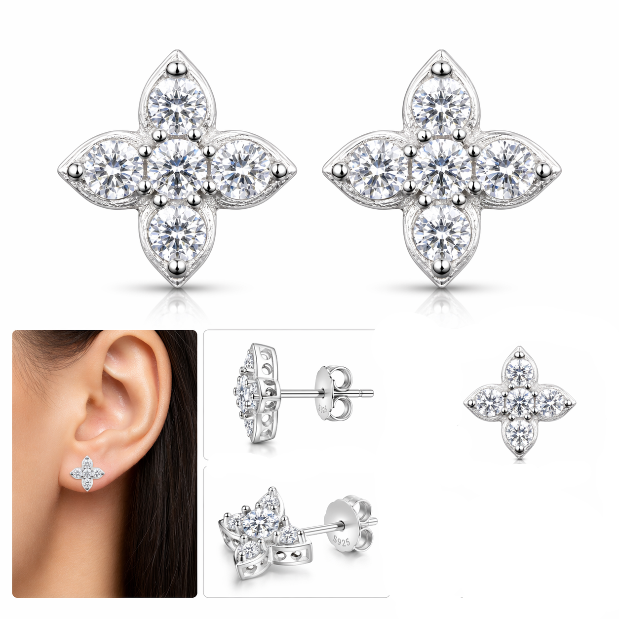 Four Leaf Clover Stud Earrings