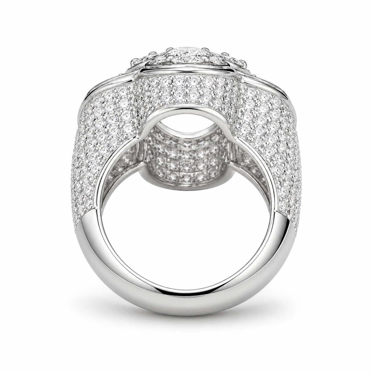 S925 Moissanite Signet Ring With Blue CZ Cross