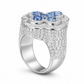 S925 Moissanite Signet Ring With Blue CZ Cross