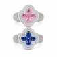S925 Moissanite Four Leaf Clover Ring In Colored Pear Cut CZ