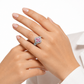 S925 Moissanite Four Leaf Clover Ring In Colored Pear Cut CZ