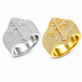 Iced Out Iris Cross Ring