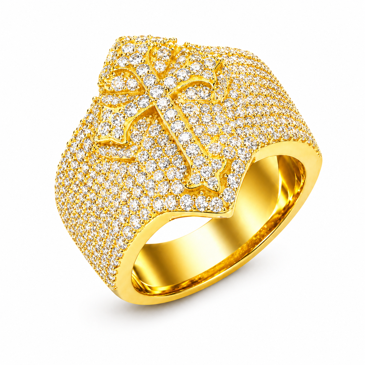 Iced Out Iris Cross Ring