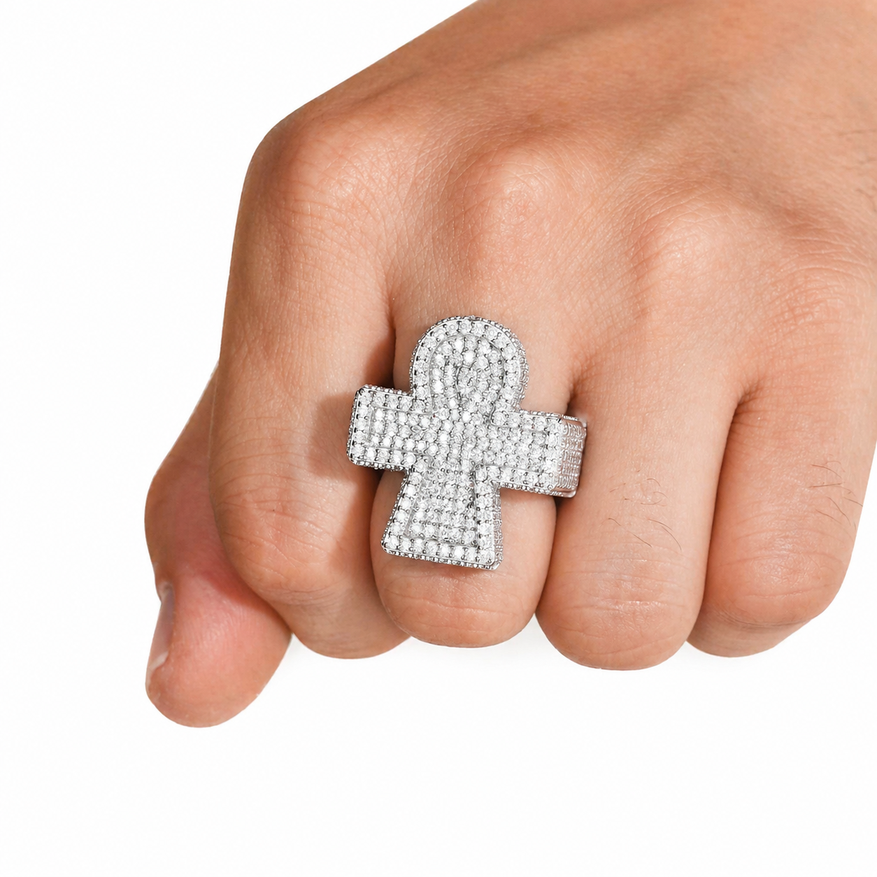 S925 Moissanite Christian Cross Ring