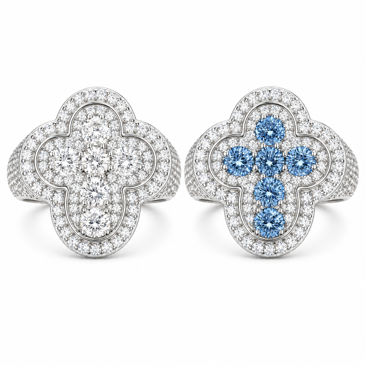 S925 Moissanite Signet Ring With Blue CZ Cross
