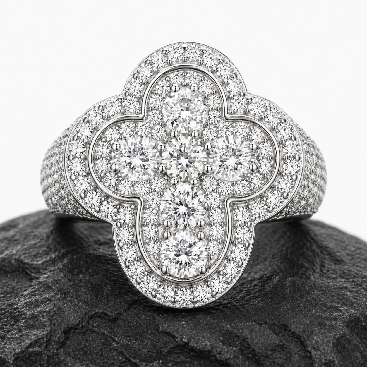 S925 Moissanite Signet Ring With Blue CZ Cross