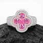 S925 Moissanite Four Leaf Clover Ring In Colored Pear Cut CZ