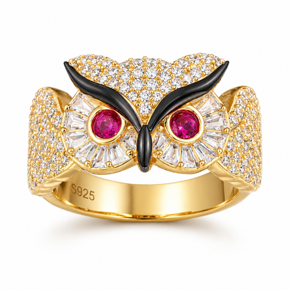 Baguette Color CZ Owl Ring