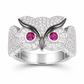Baguette Color CZ Owl Ring