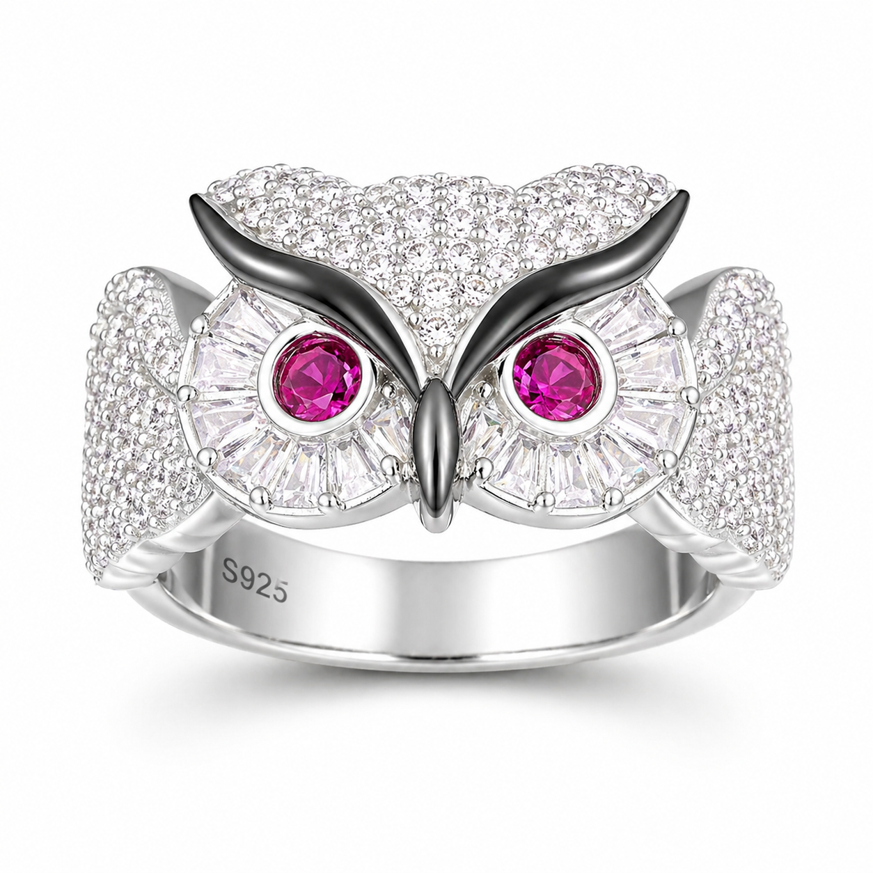 Baguette Color CZ Owl Ring