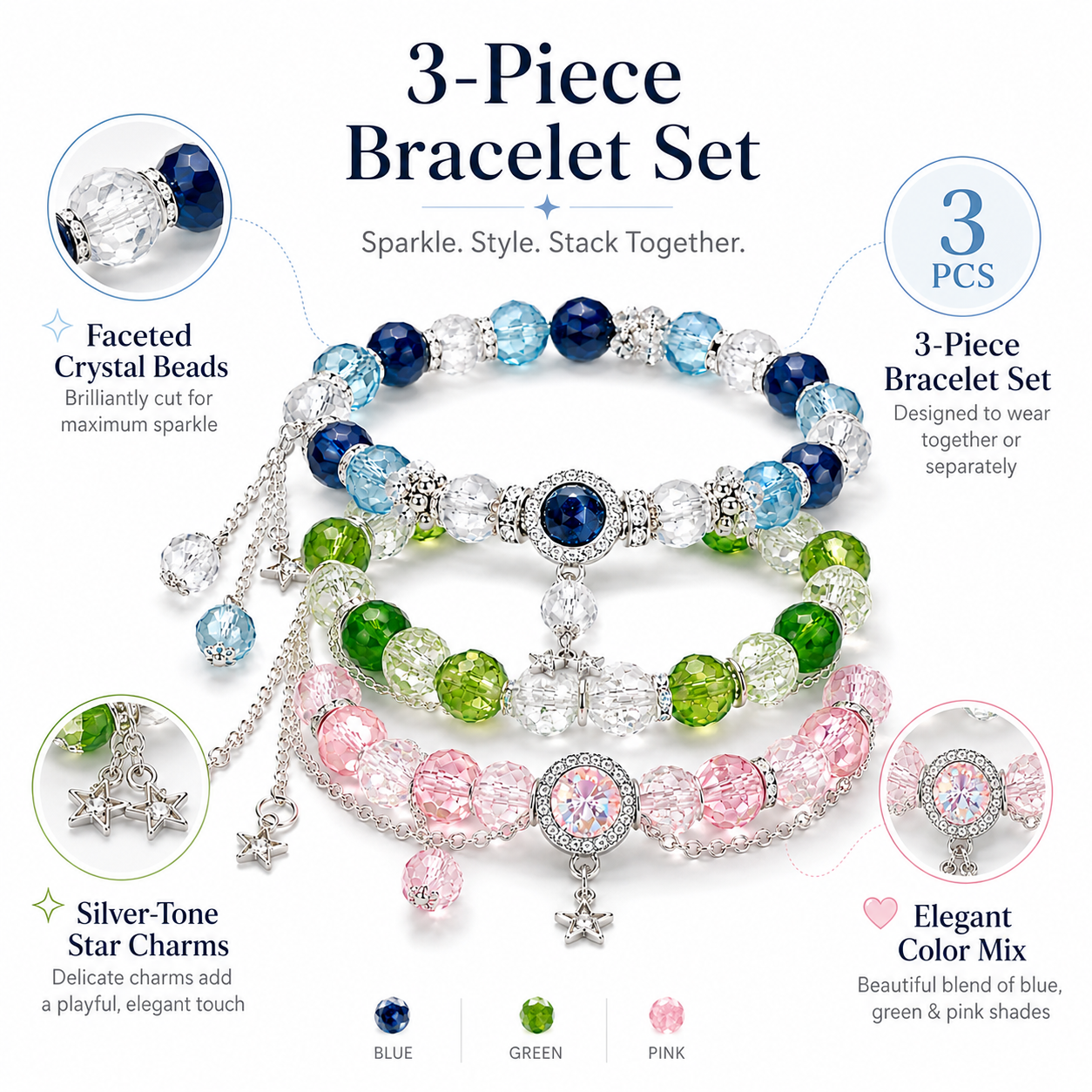 Sparkling Crystal Charm Bracelet