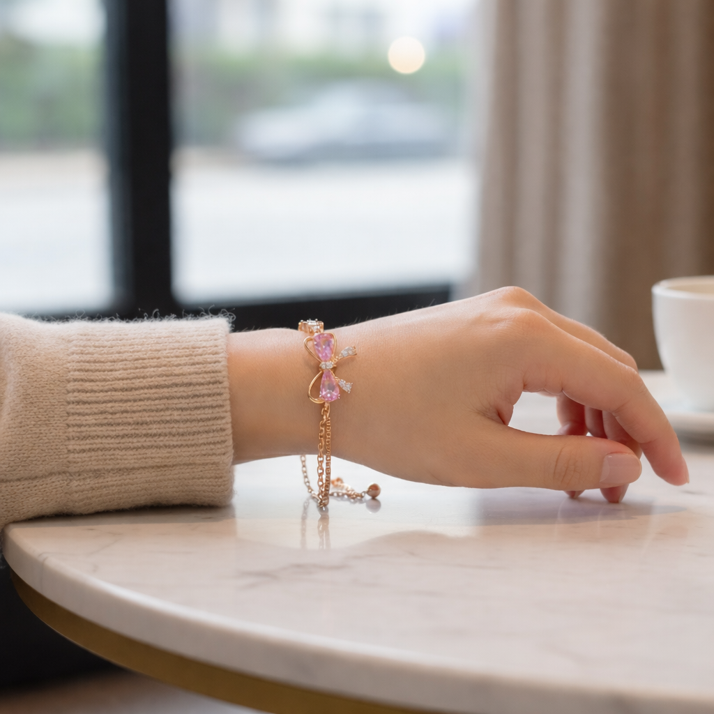 Zircon Butterfly Pink Bracelet