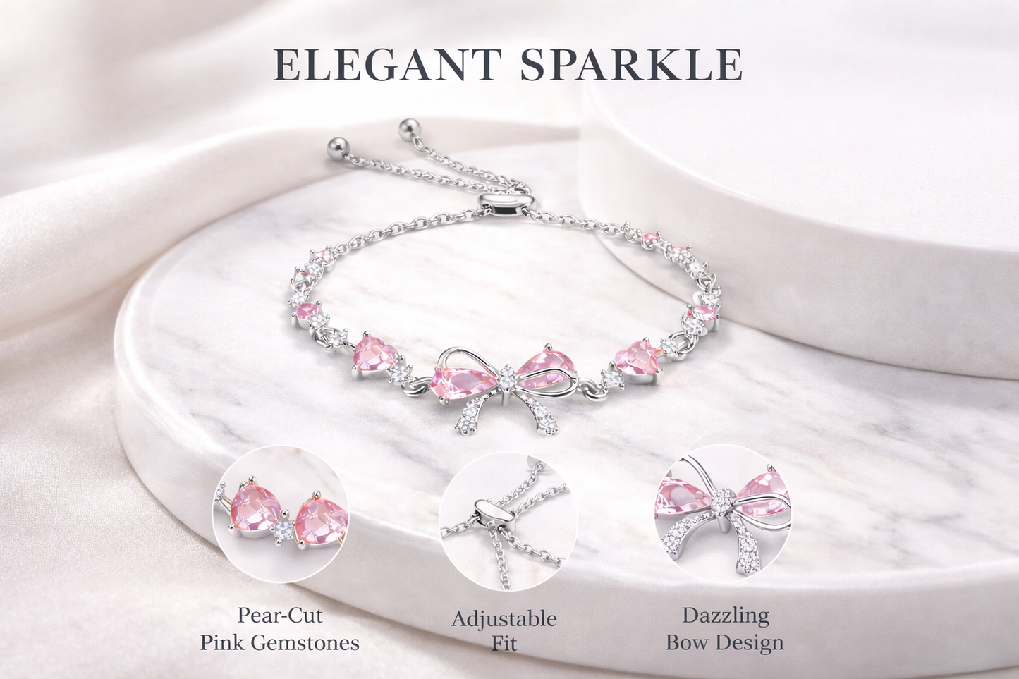 Zircon Butterfly Pink Bracelet