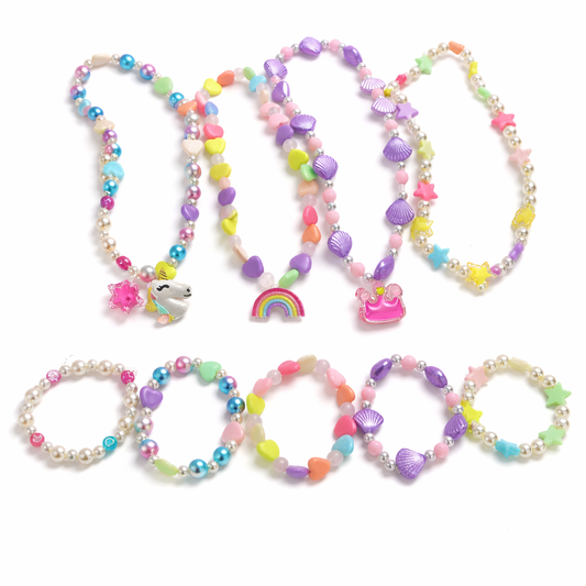Rainbow Princess Necklace & Bracelet Set