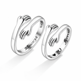 Silver Color Hug Couple Ring