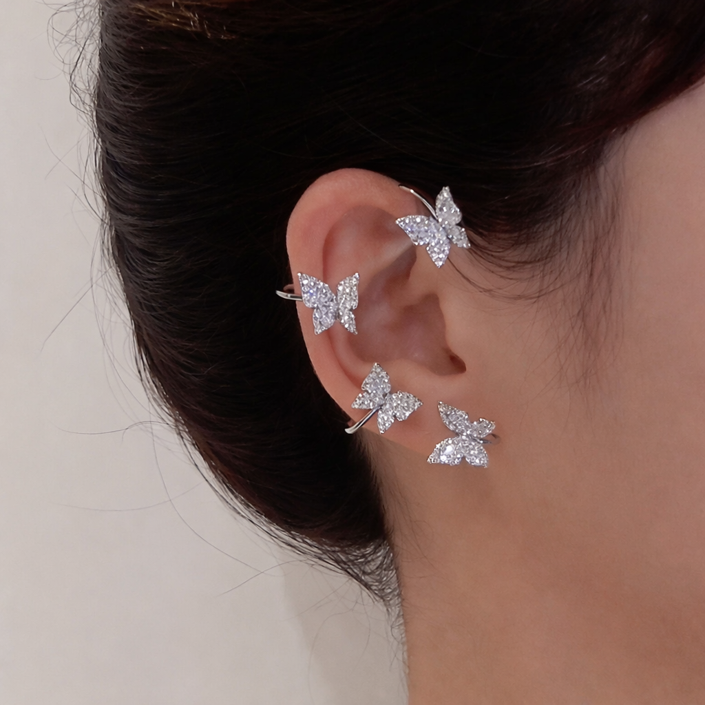 Butterfly Crystal Ear Cuff Earrings