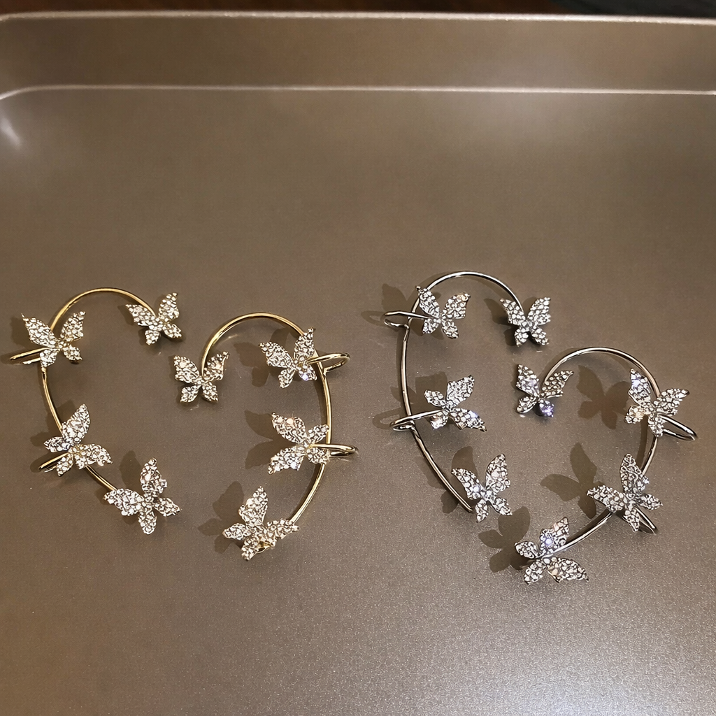 Butterfly Crystal Ear Cuff Earrings