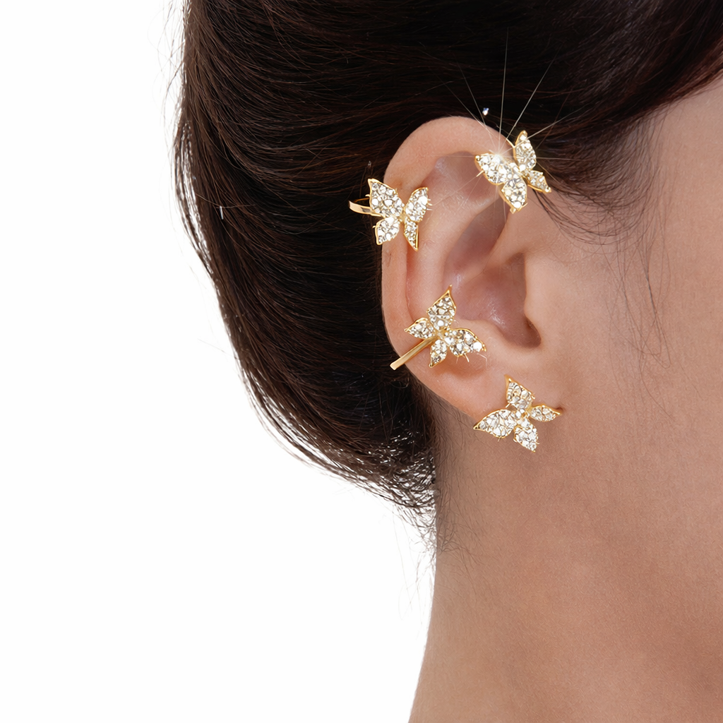 Butterfly Crystal Ear Cuff Earrings