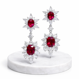 Red & White Dangle Earrings