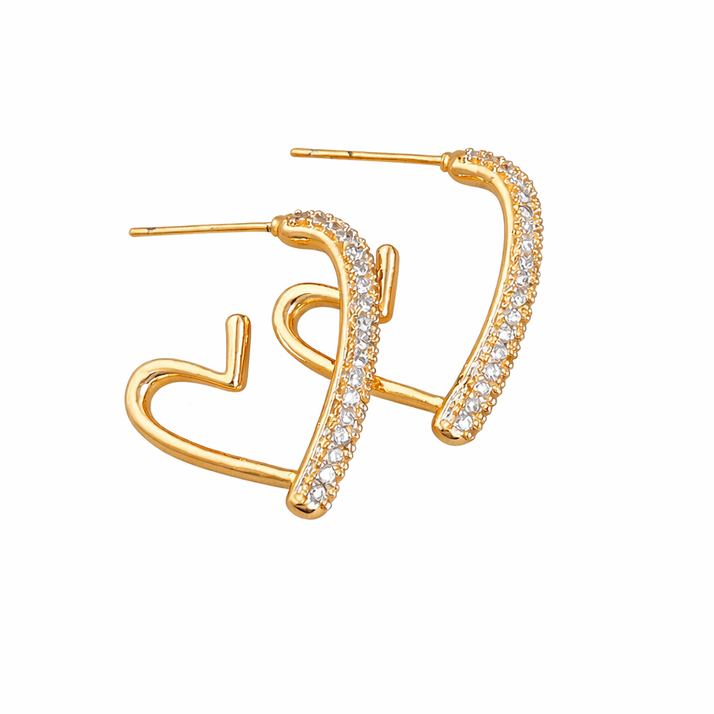Zircon Rhinestone Heart Earrings