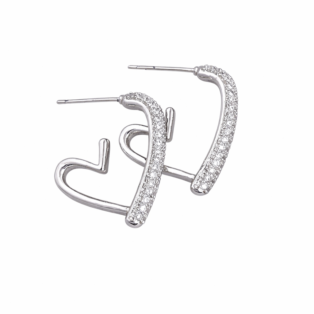 Zircon Rhinestone Heart Earrings