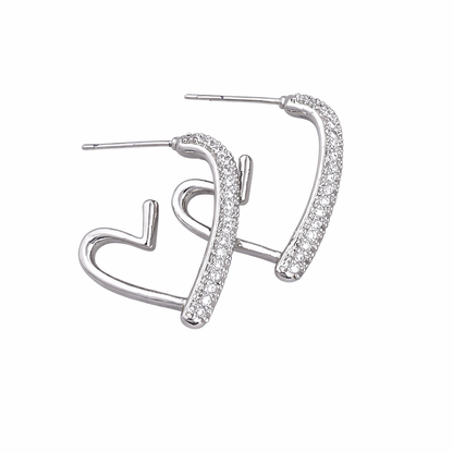 Zircon Rhinestone Heart Earrings