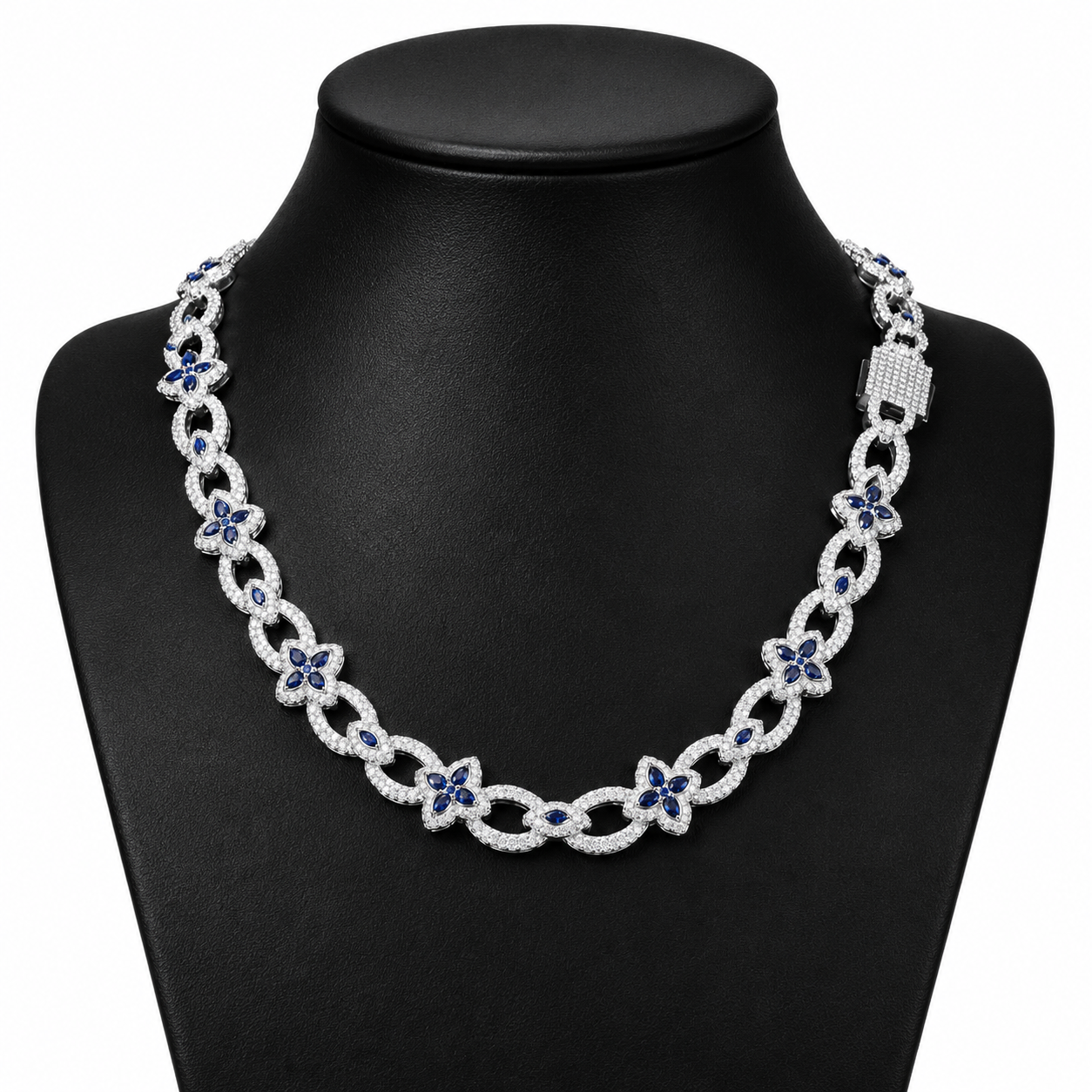 10.5mm S925 Moissanite Four Leaf Clover Evil Eye Link Chain