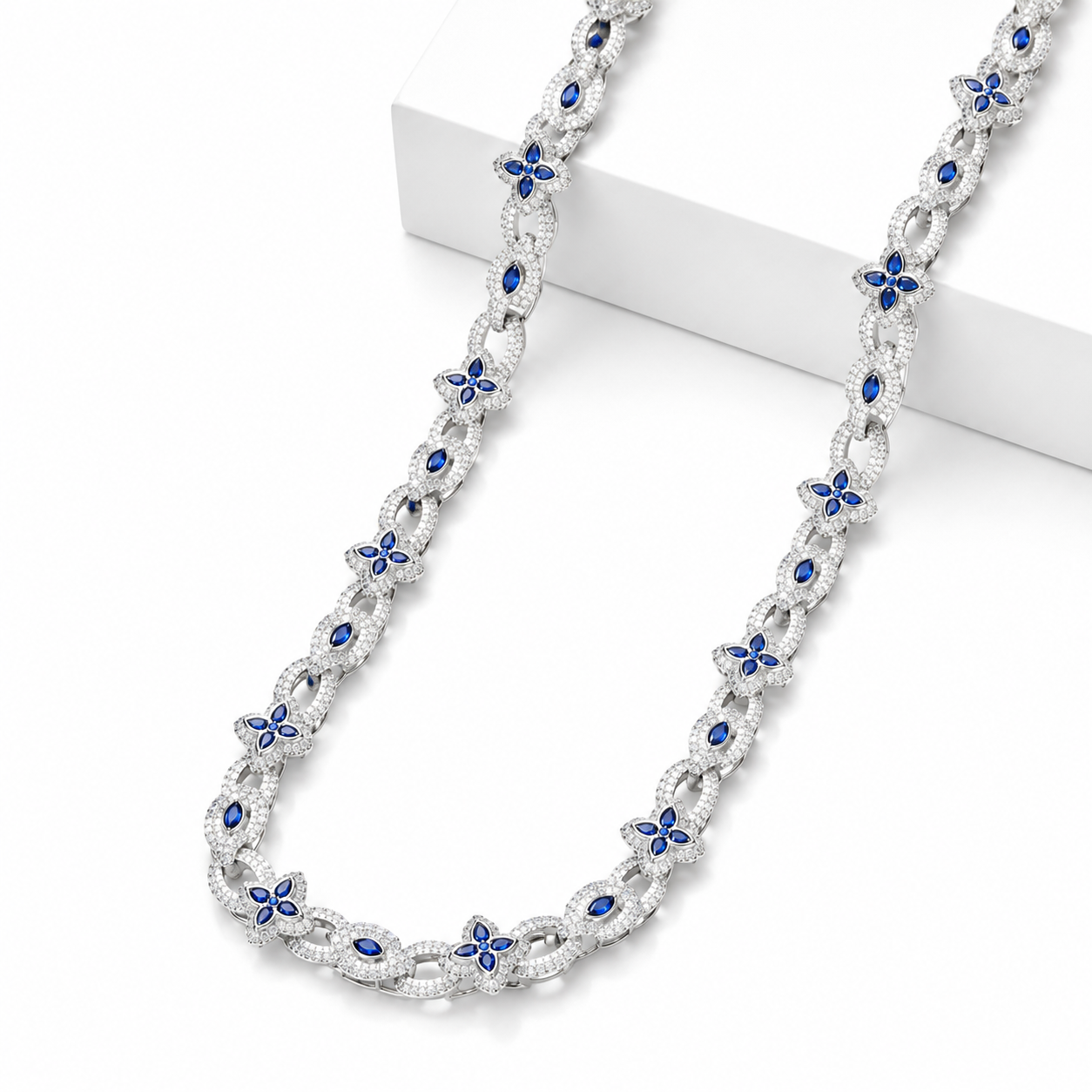 10.5mm S925 Moissanite Four Leaf Clover Evil Eye Link Chain
