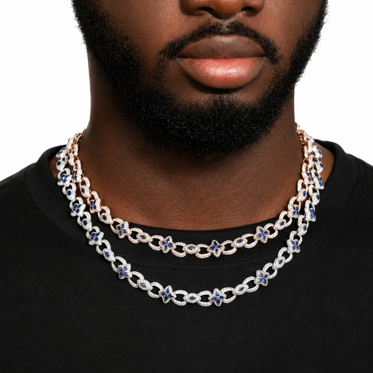 10.5mm S925 Moissanite Four Leaf Clover Evil Eye Link Chain