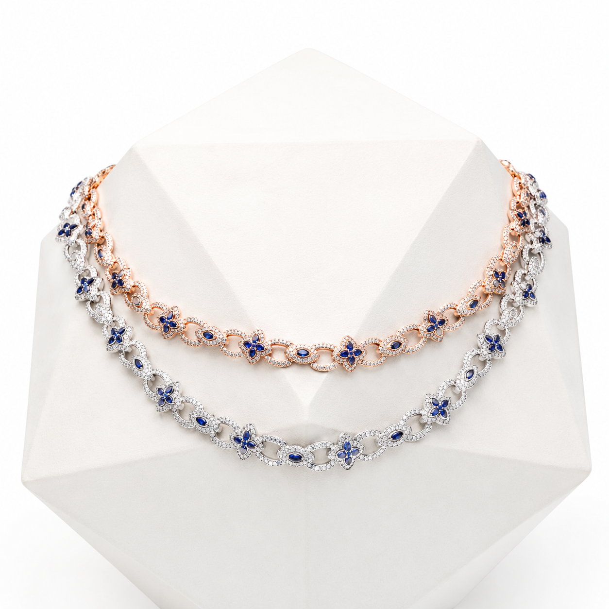 10.5mm S925 Moissanite Four Leaf Clover Evil Eye Link Chain