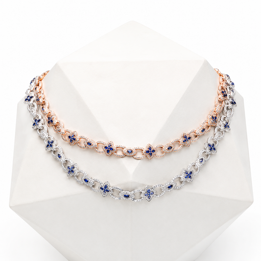 10.5mm S925 Moissanite Four Leaf Clover Evil Eye Link Chain