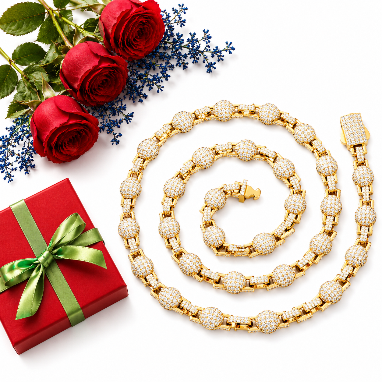 7mm S925 Moissanite Ball Box Link Chain