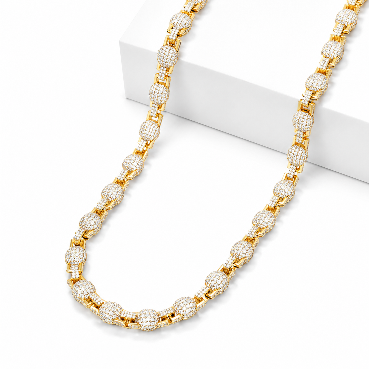 7mm S925 Moissanite Ball Box Link Chain