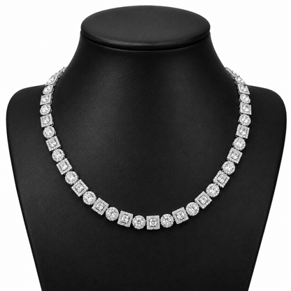 8mm S925 Moissanite Iced Clover Seal Halo Link Chain