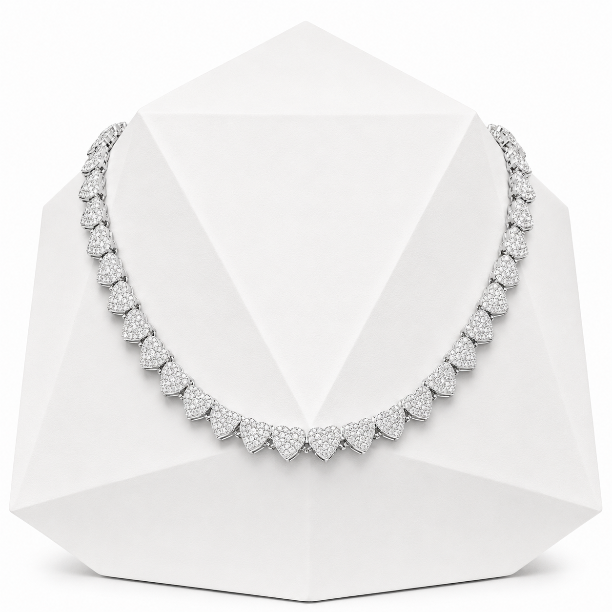 10mm S925 Baguette Moissanite Iced Heart Link Chain