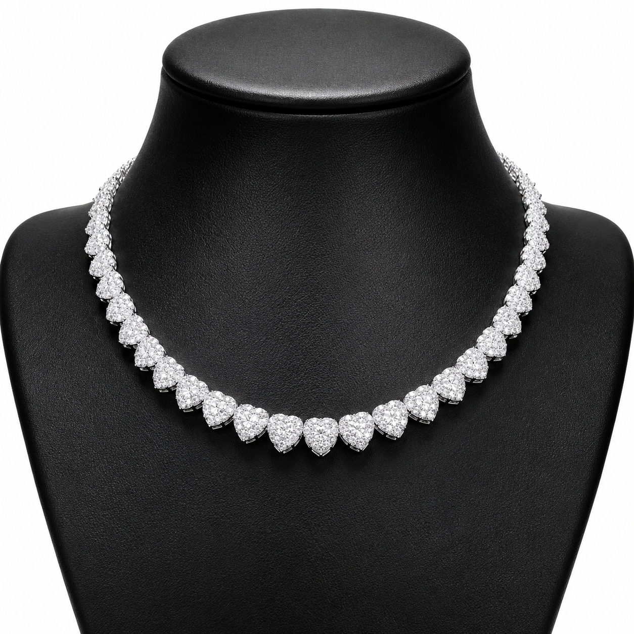 10mm S925 Baguette Moissanite Iced Heart Link Chain