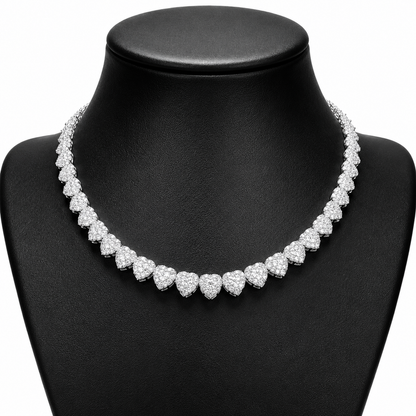 10mm S925 Baguette Moissanite Iced Heart Link Chain