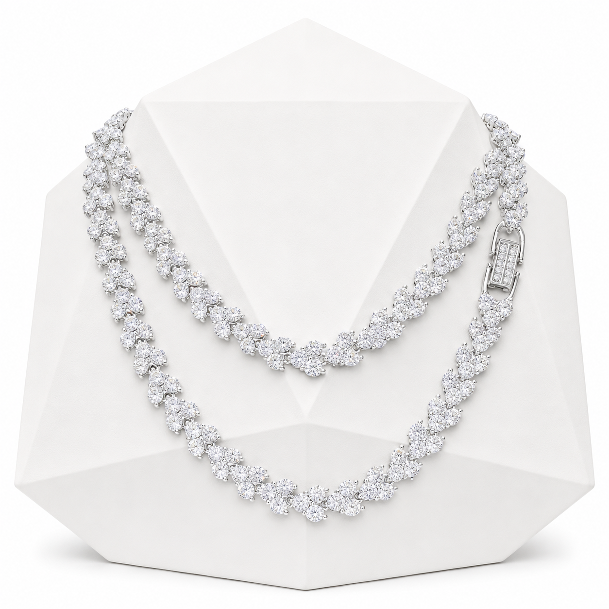 6mm Iced Out Three Stone Heart Tennis Chain