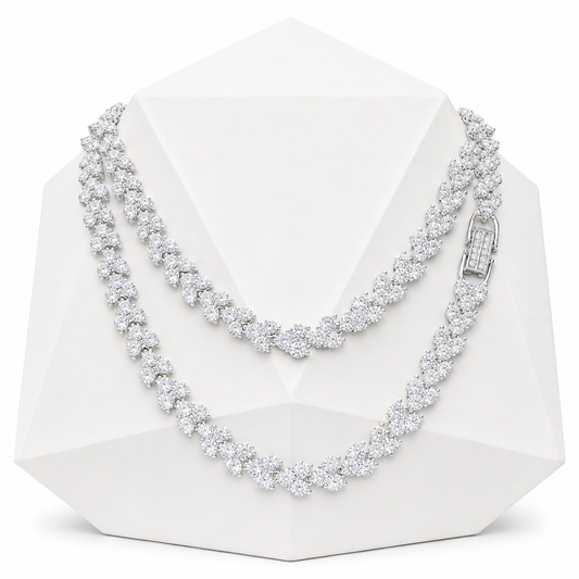 6mm Iced Out Three Stone Heart Tennis Chain