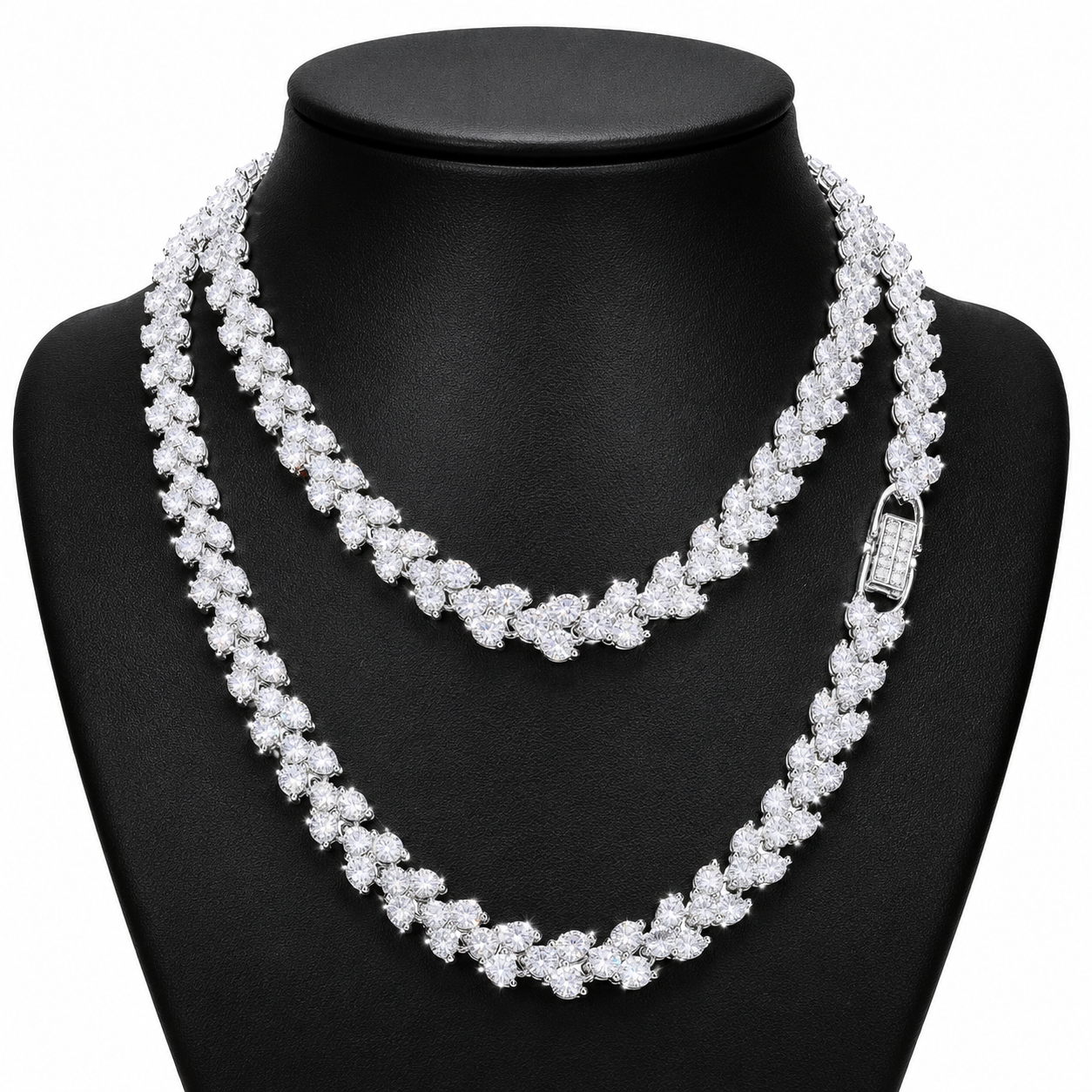6mm Iced Out Three Stone Heart Tennis Chain