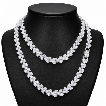 6mm Iced Out Three Stone Heart Tennis Chain