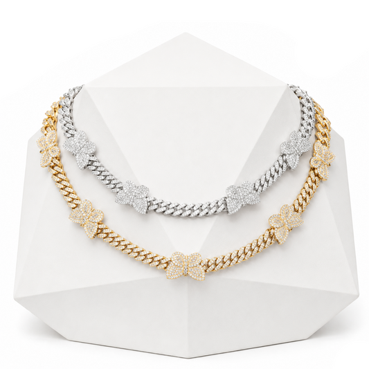 11mm Baguette Butterfly Cuban Link Chain