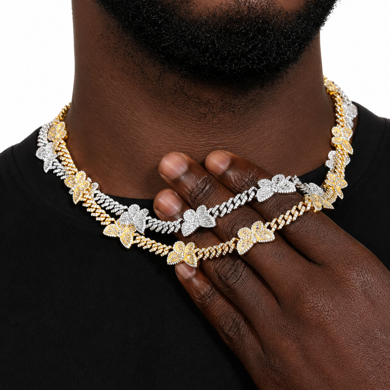 11mm Baguette Butterfly Cuban Link Chain