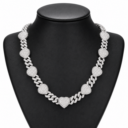 17mm Heart Cuban Llink Chain