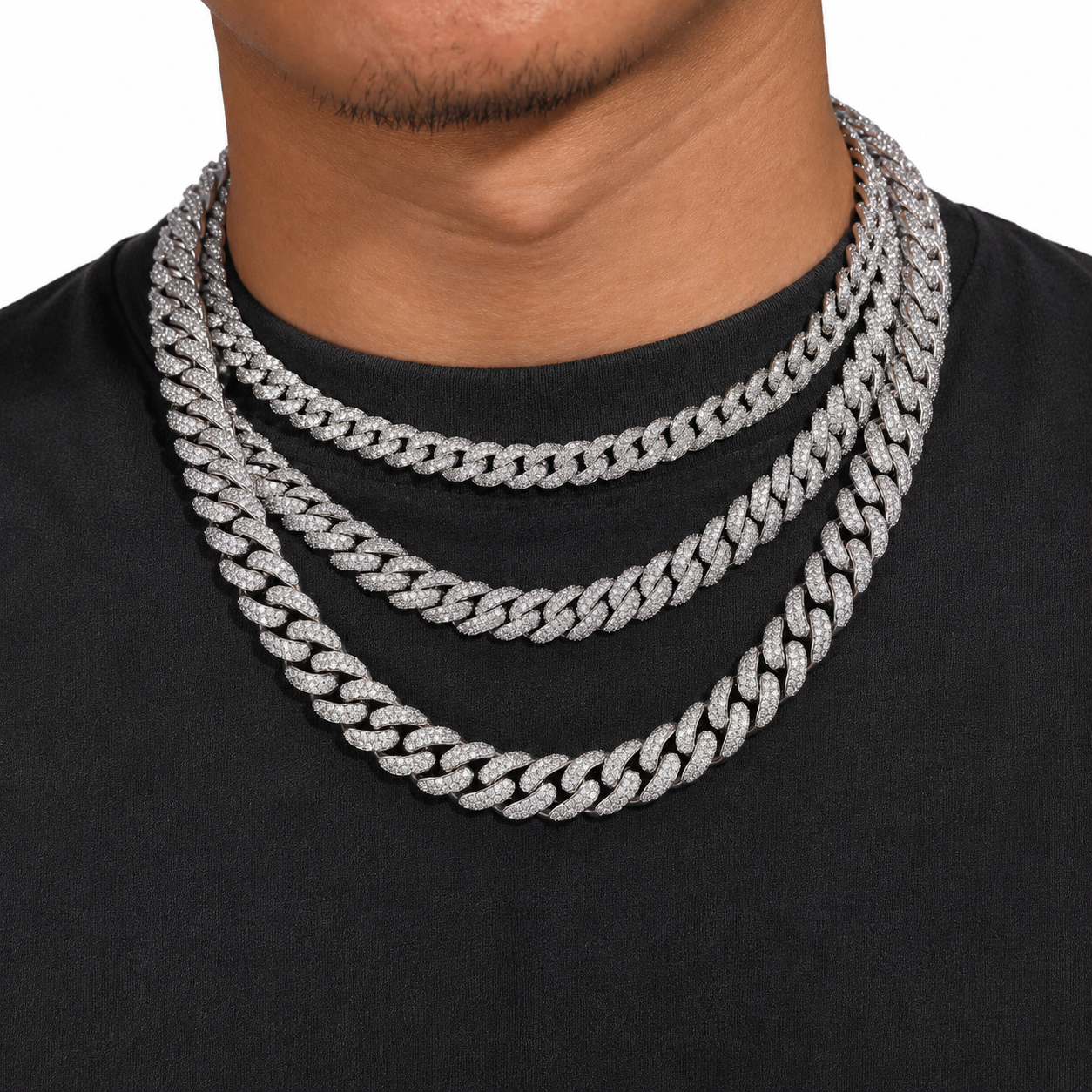 8mm 2 Rows Bubble Cuban Link Chain