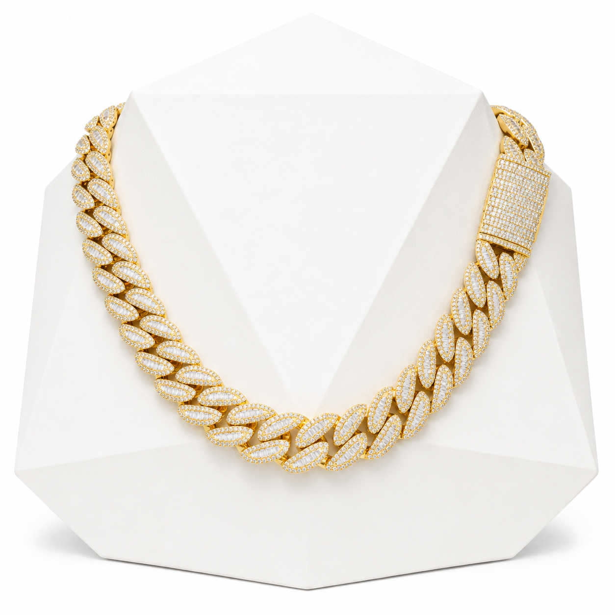 20mm Baguette leaf Cuban Link Chain
