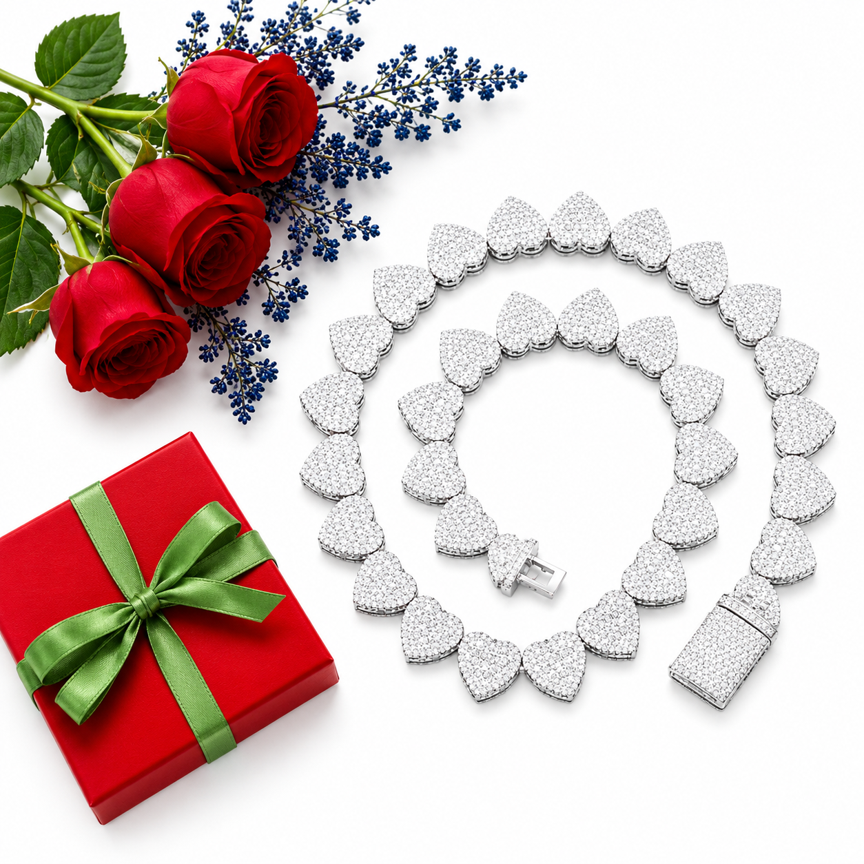 13mm Heart Tennis Chain